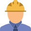 Experienced garage door technician icon wearing a hard hat