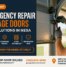An emergency garage door repair technician working on a garage door in Mesa