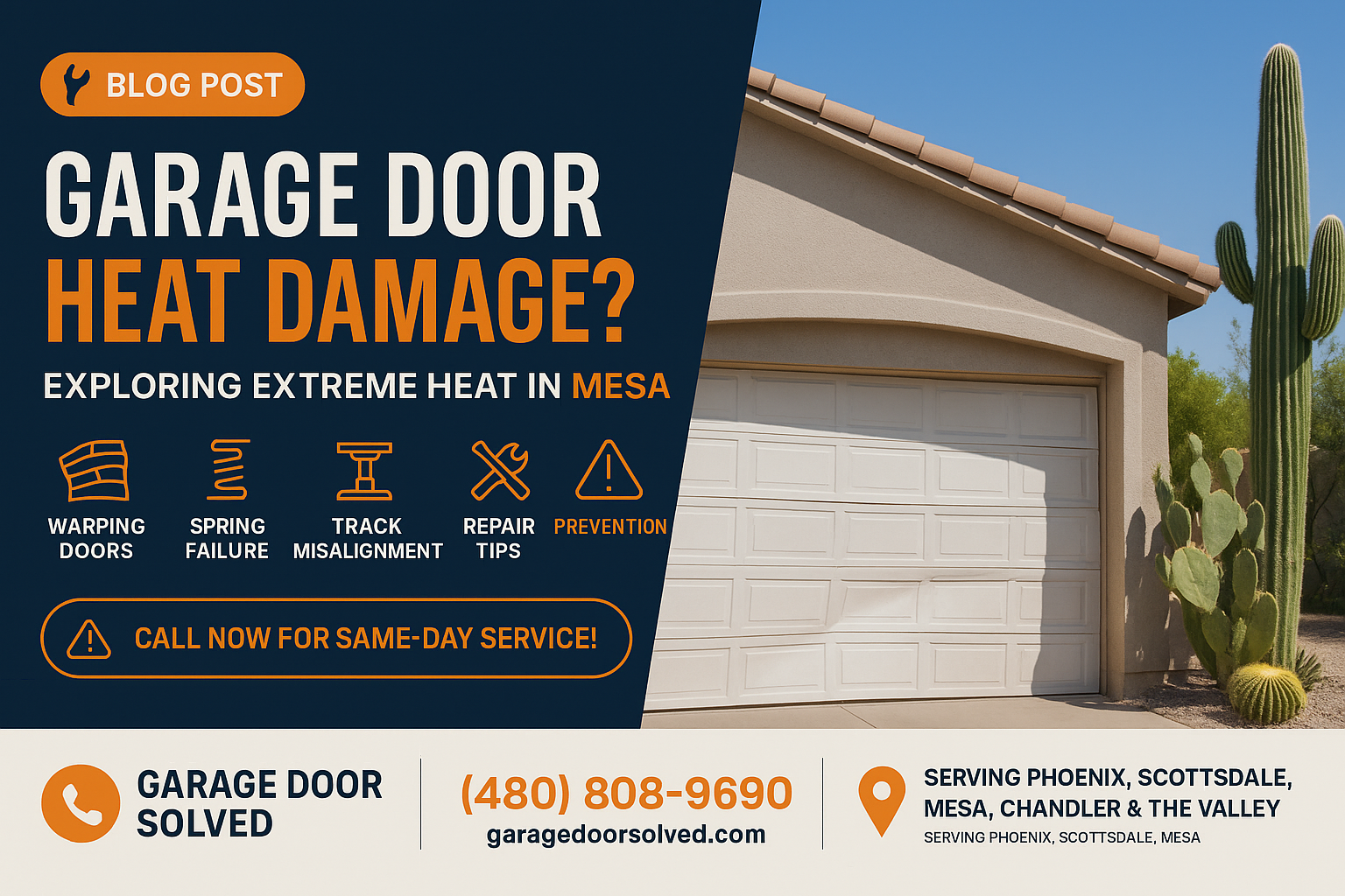 Garage door warped due to extreme heat in Mesa, Arizona
