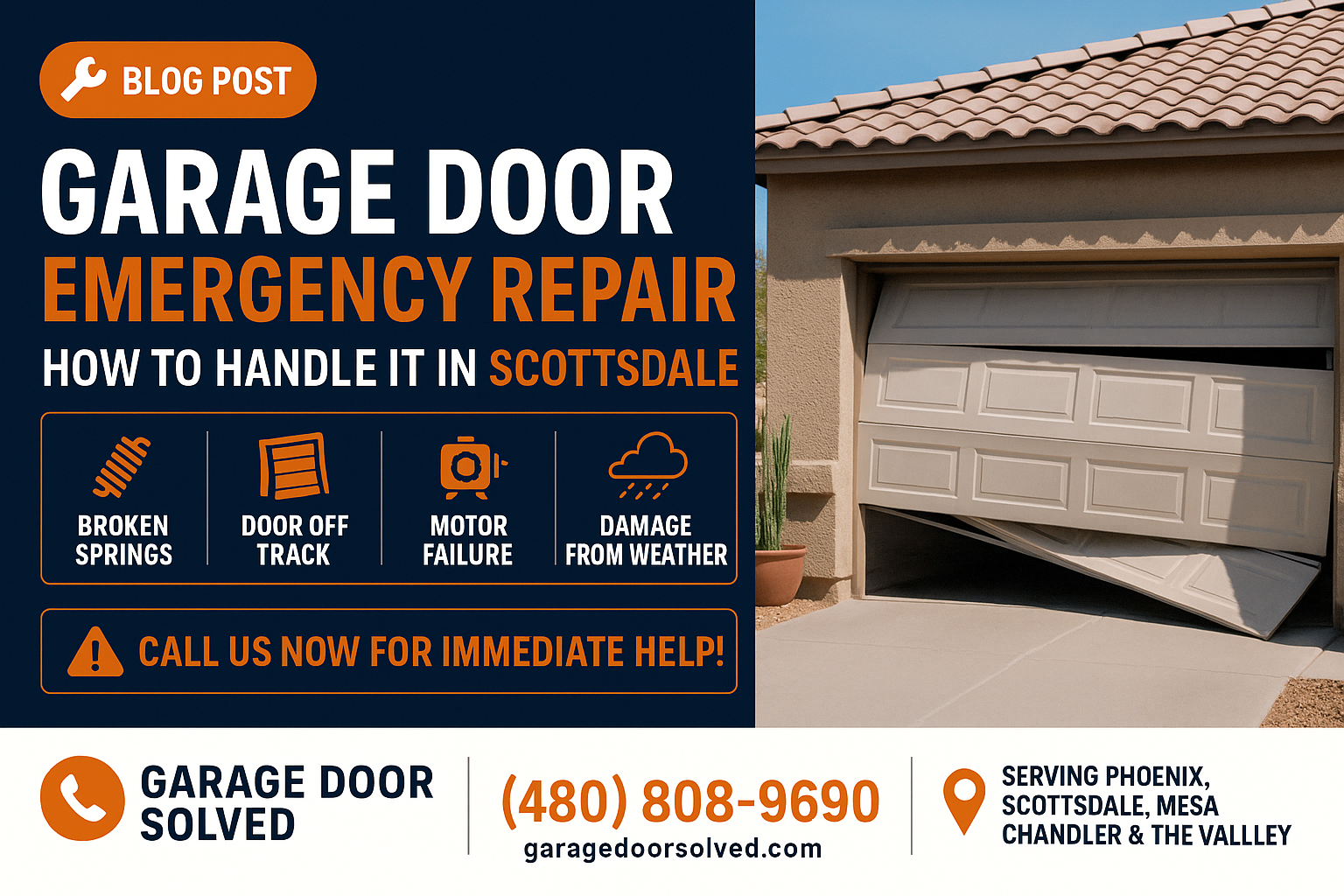 Emergency garage door repair service at a home in Scottsdale
