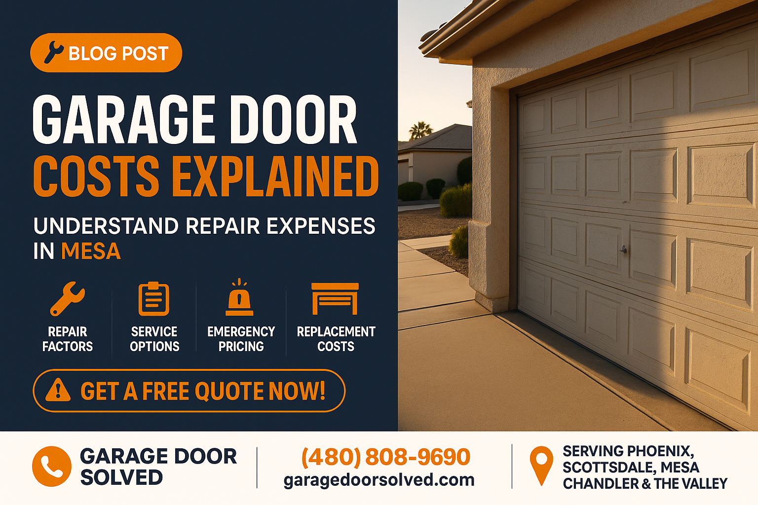 A Mesa home with a garage door showing signs of wear and tear