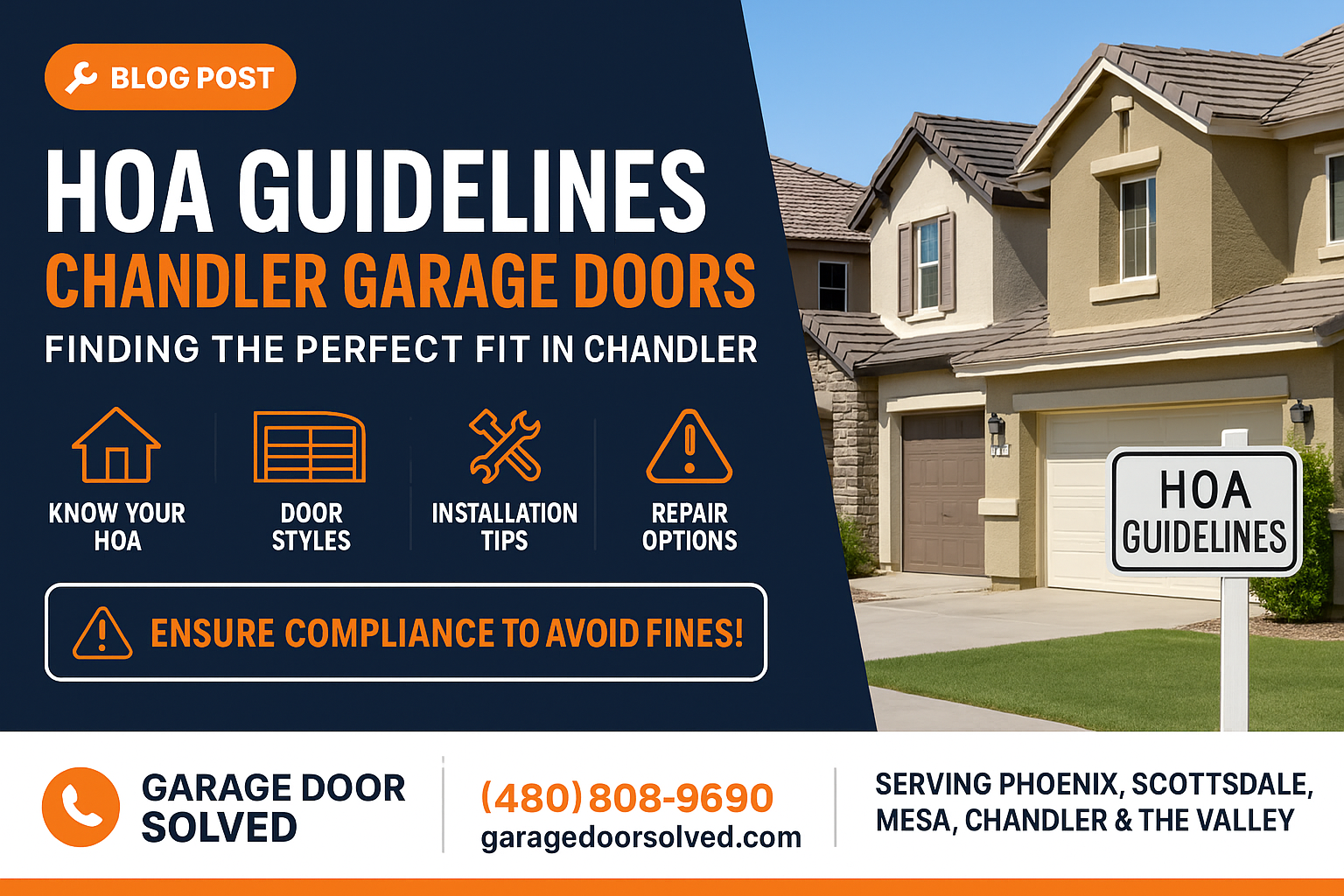 A stylish garage door that complies with HOA regulations in Chandler