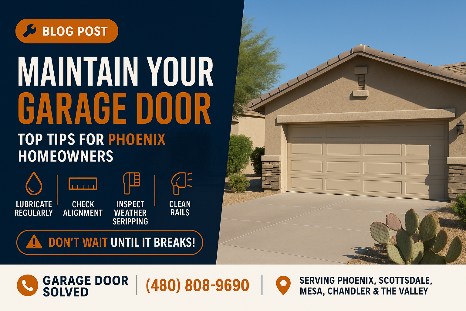 Homeowner performing maintenance on a garage door in Phoenix