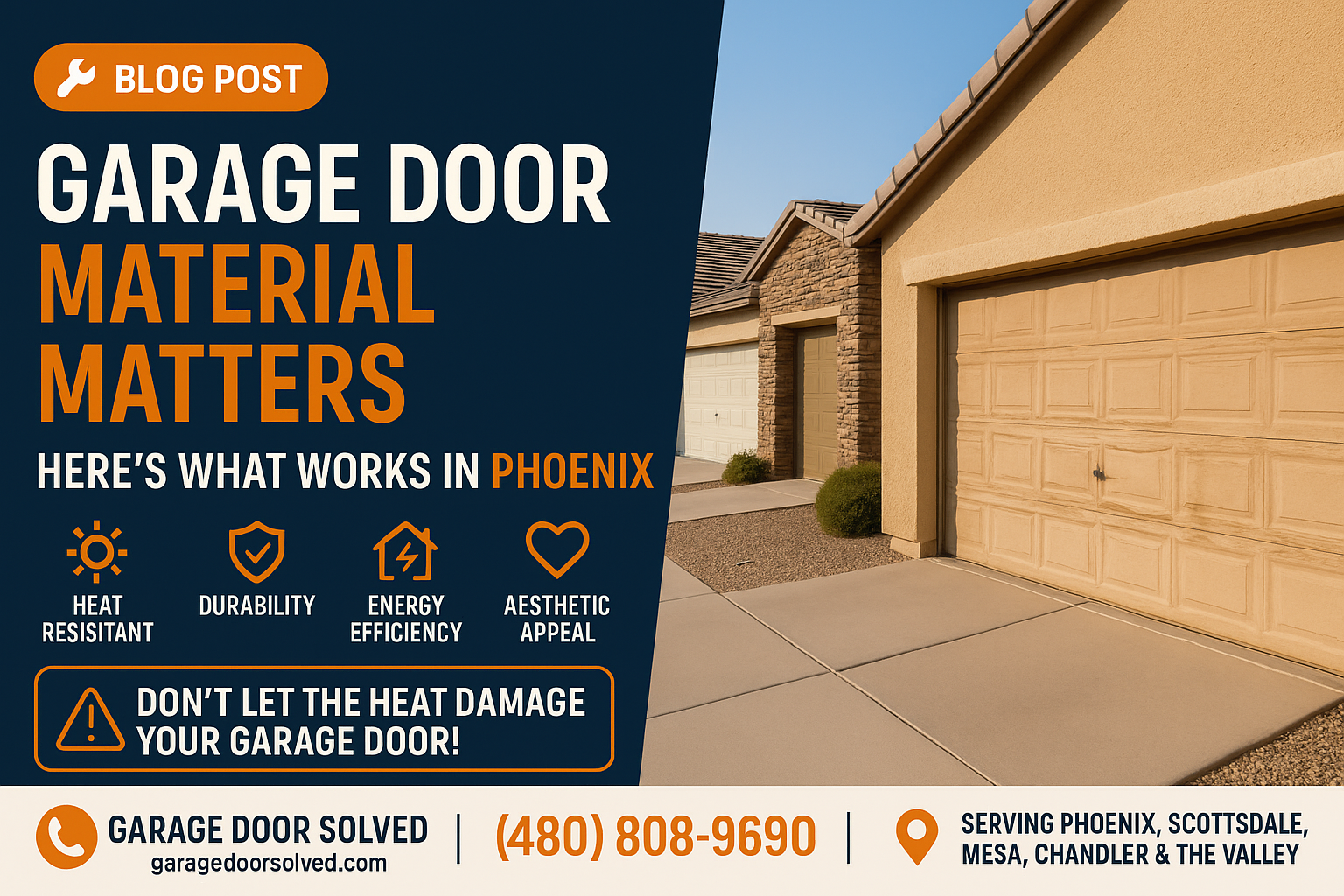 Variety of garage door materials suitable for hot climates