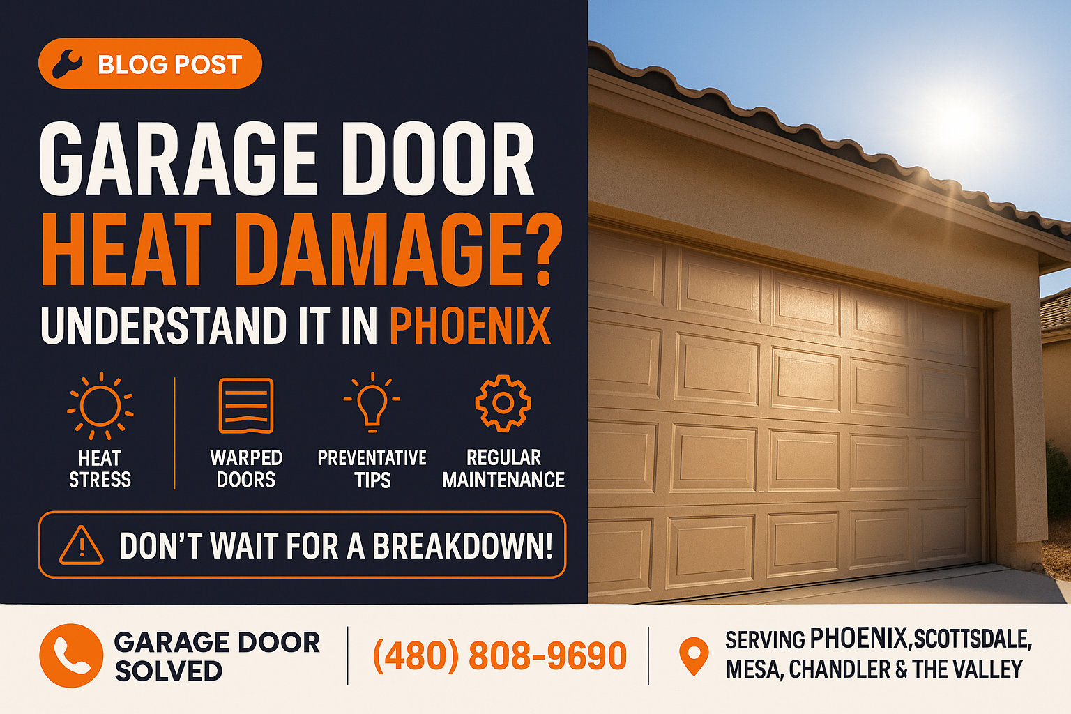 Garage door with sun glare in Phoenix, Arizona