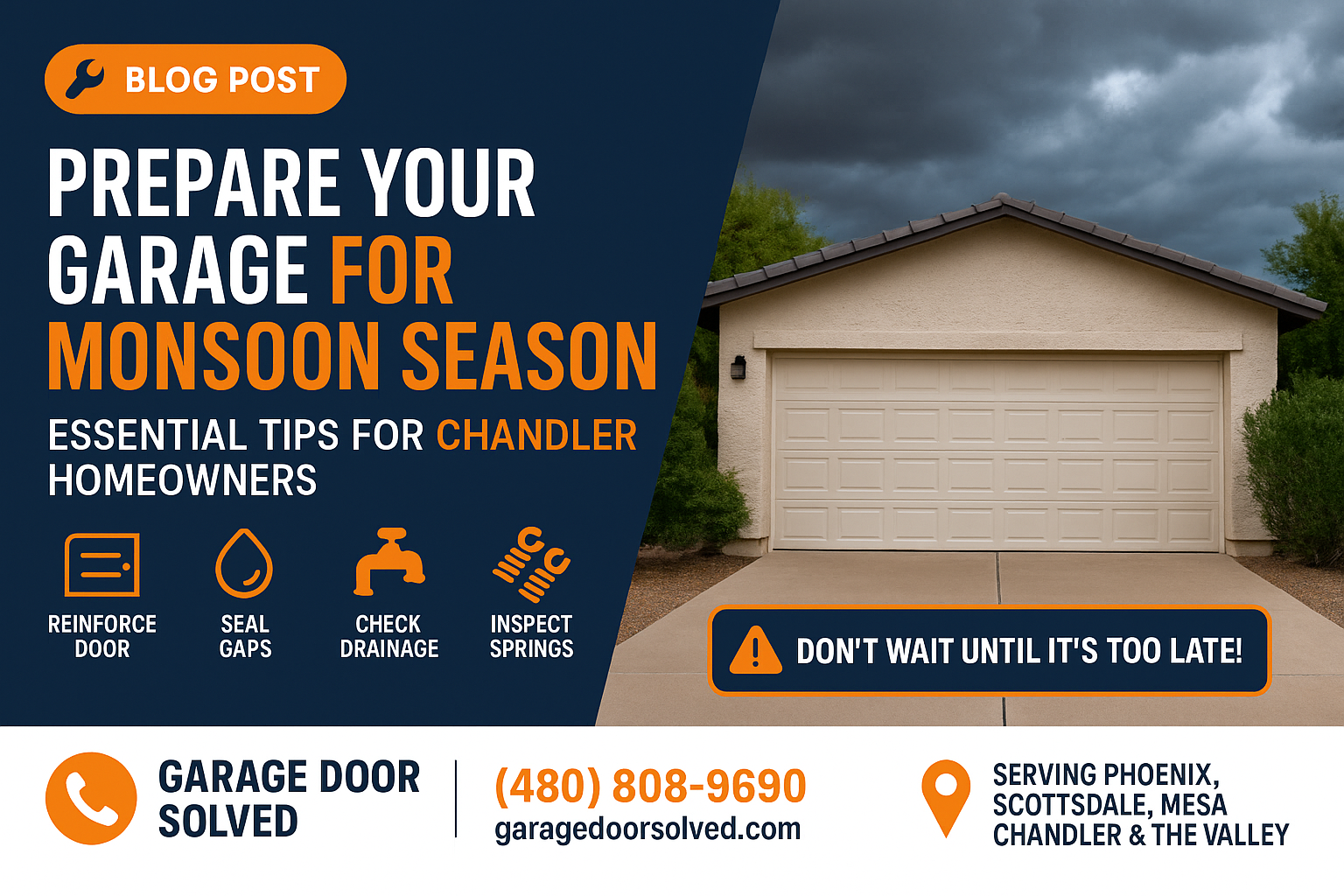 Chandler home garage door reinforced for monsoon weather