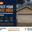 Garage door with water puddles and stormy sky in Phoenix
