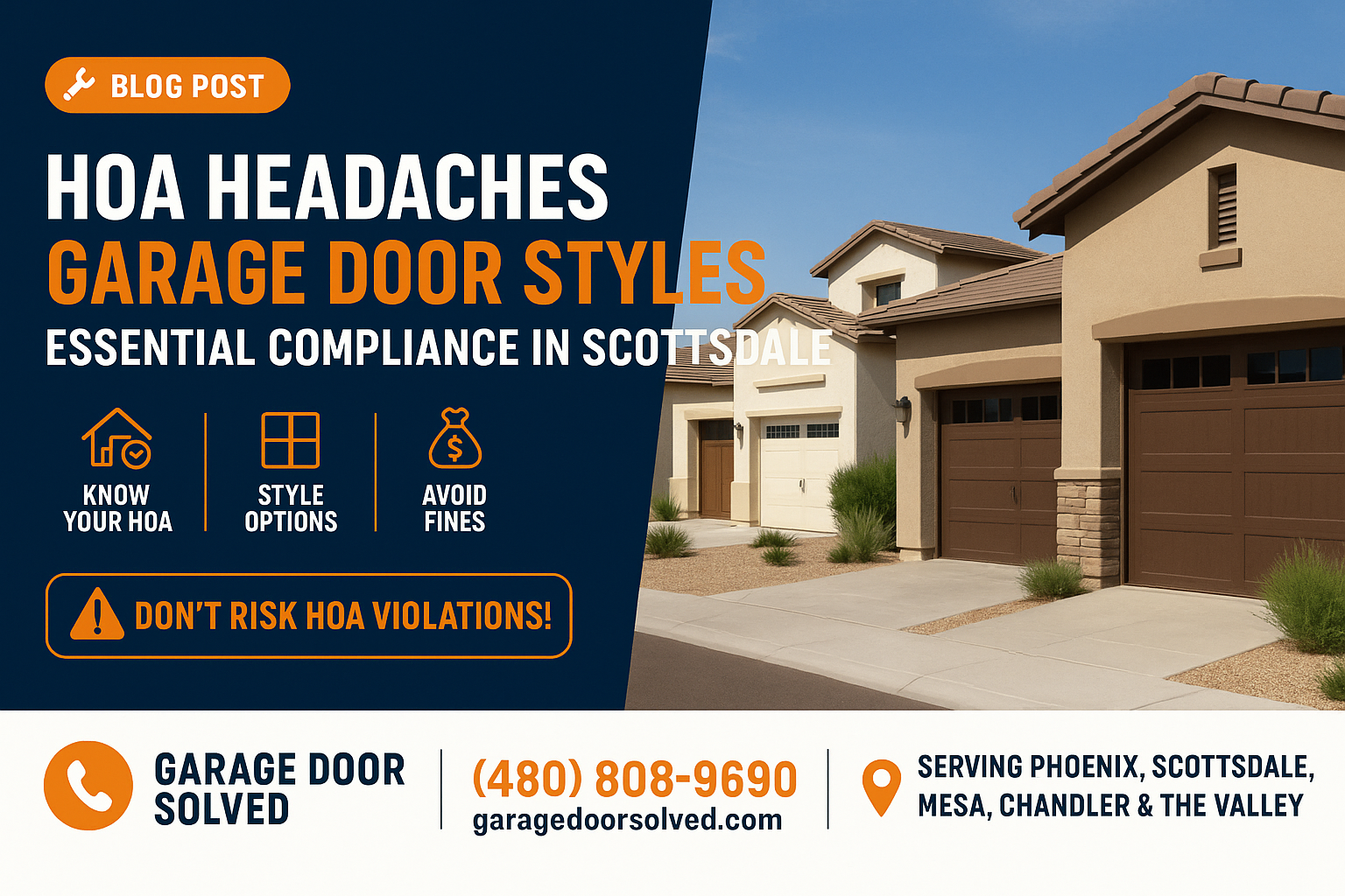 A residential garage showcasing compliant door styles in Scottsdale.